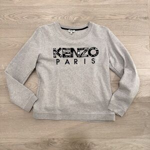 Authentic Kenzo Paris Light Gray Logo Sweatshirt Size Small JZ1010